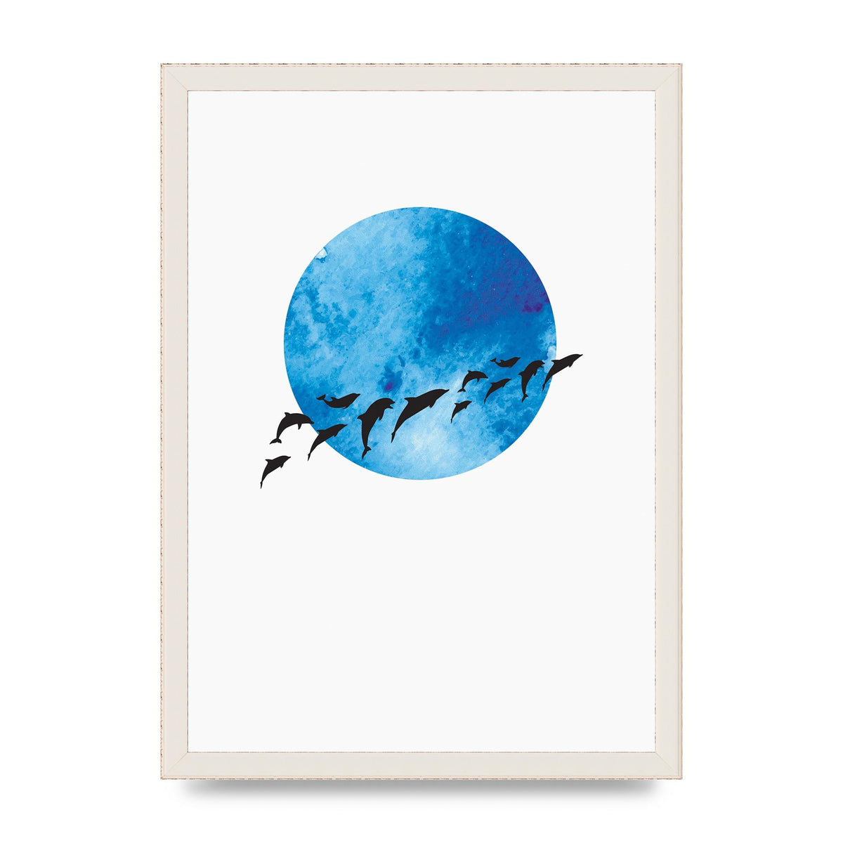 Watercolour Animal Silhouette Two Printed Poster - A3 framed