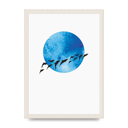 Watercolour Animal Silhouette Two Printed Poster - A3 framed