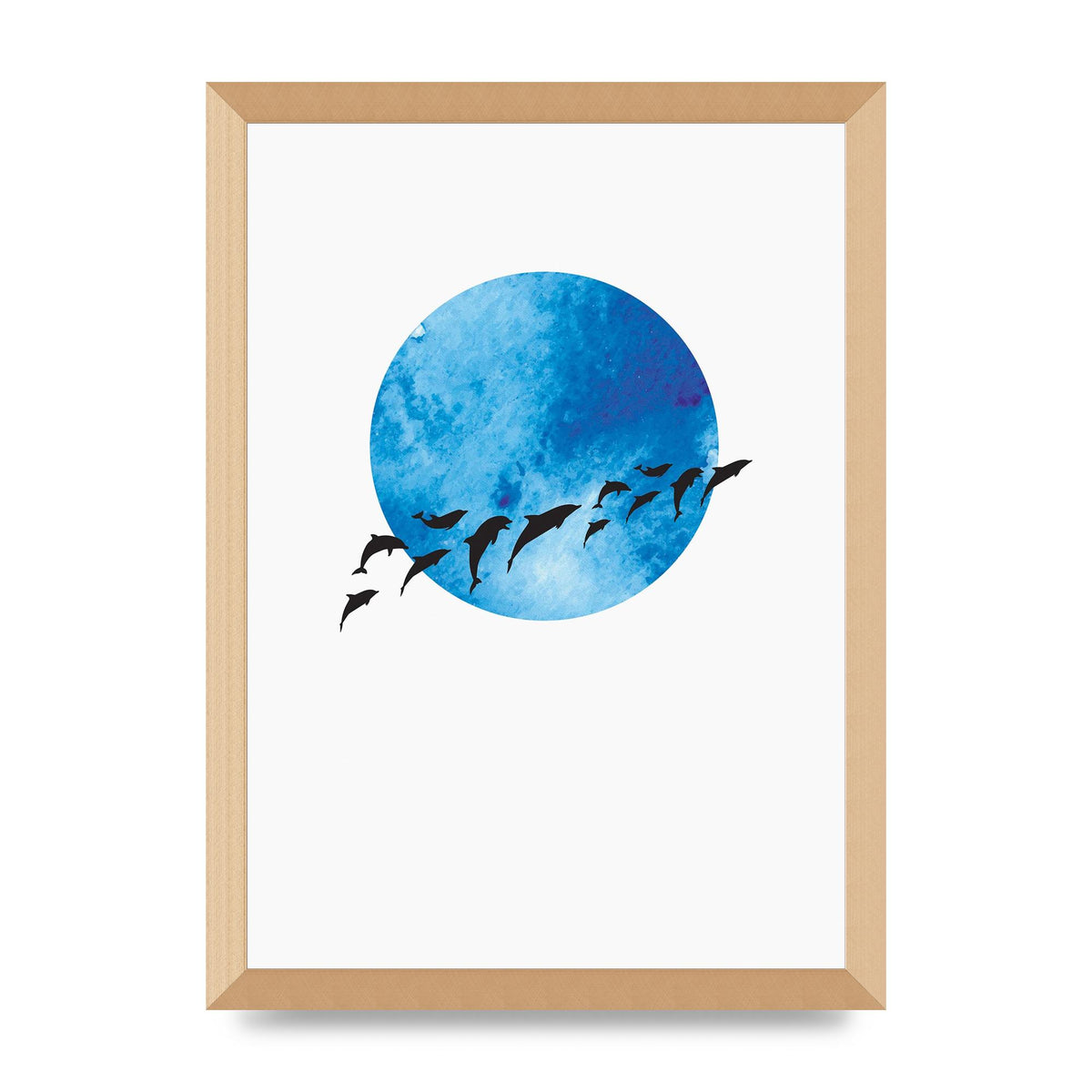 Watercolour Animal Silhouette Two Printed Poster - A3 framed