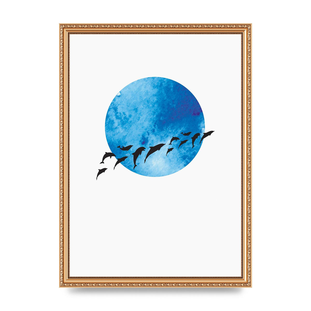 Watercolour Animal Silhouette Two Printed Poster - A3 framed