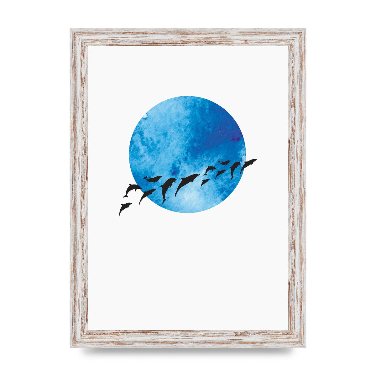 Watercolour Animal Silhouette Two Printed Poster - A4 framed