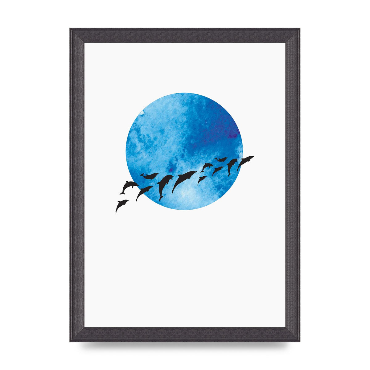 Watercolour Animal Silhouette Two Printed Poster - A4 framed