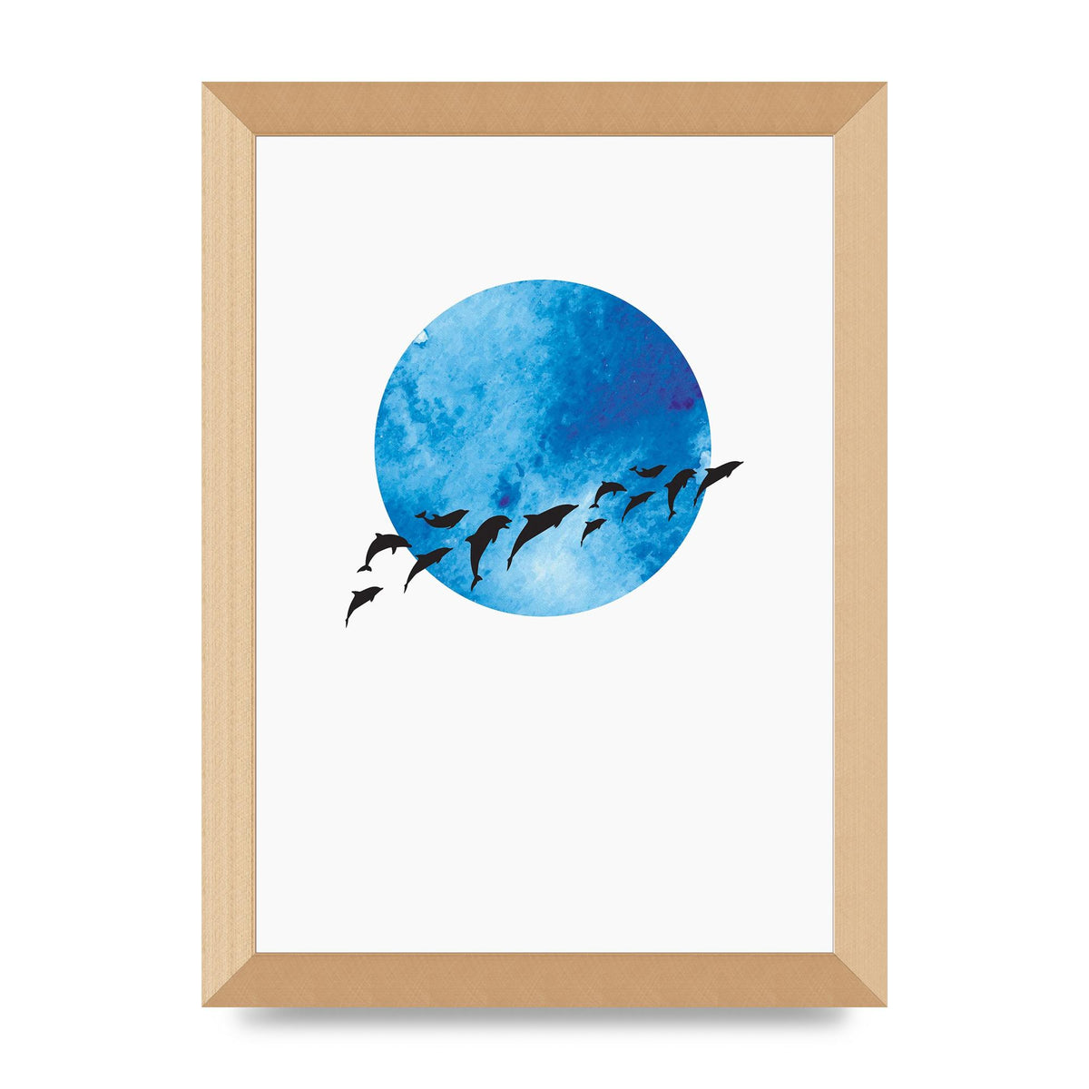 Watercolour Animal Silhouette Two Printed Poster - A4 framed