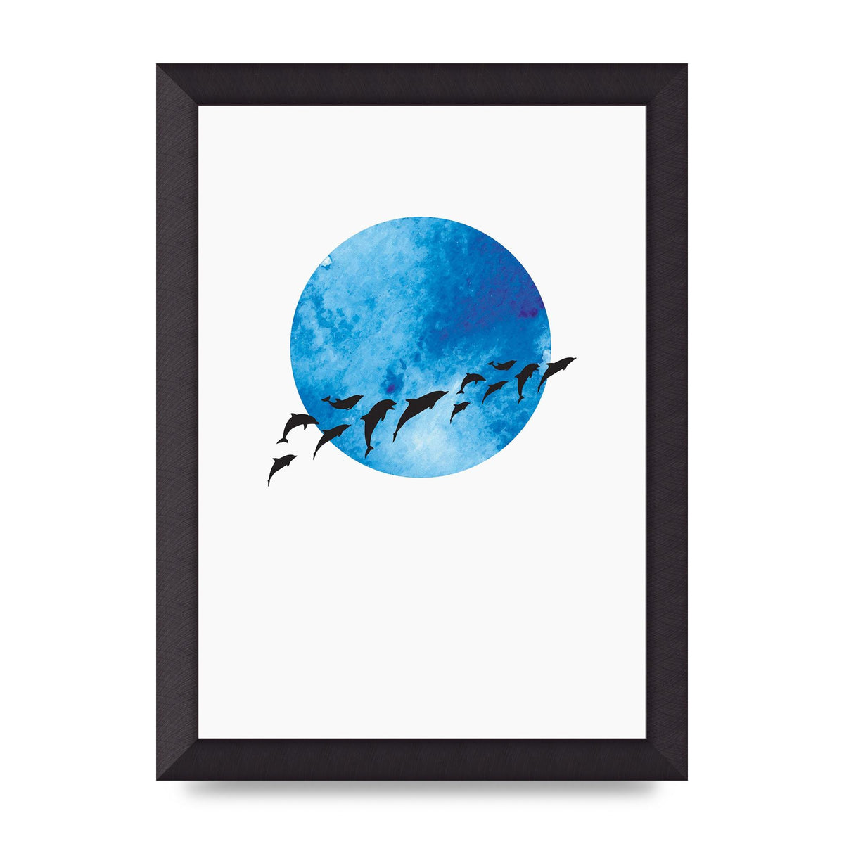 Watercolour Animal Silhouette Two Printed Poster - A4 framed