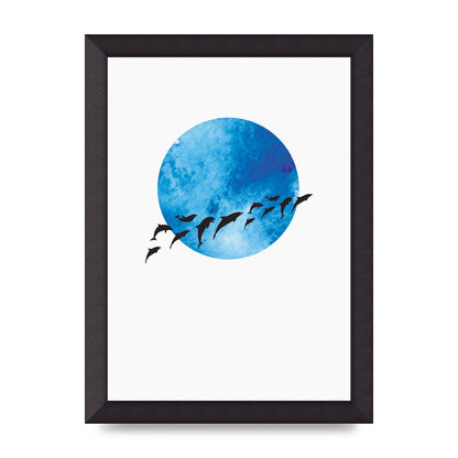 Watercolour Animal Silhouette Two Printed Poster - A4 framed