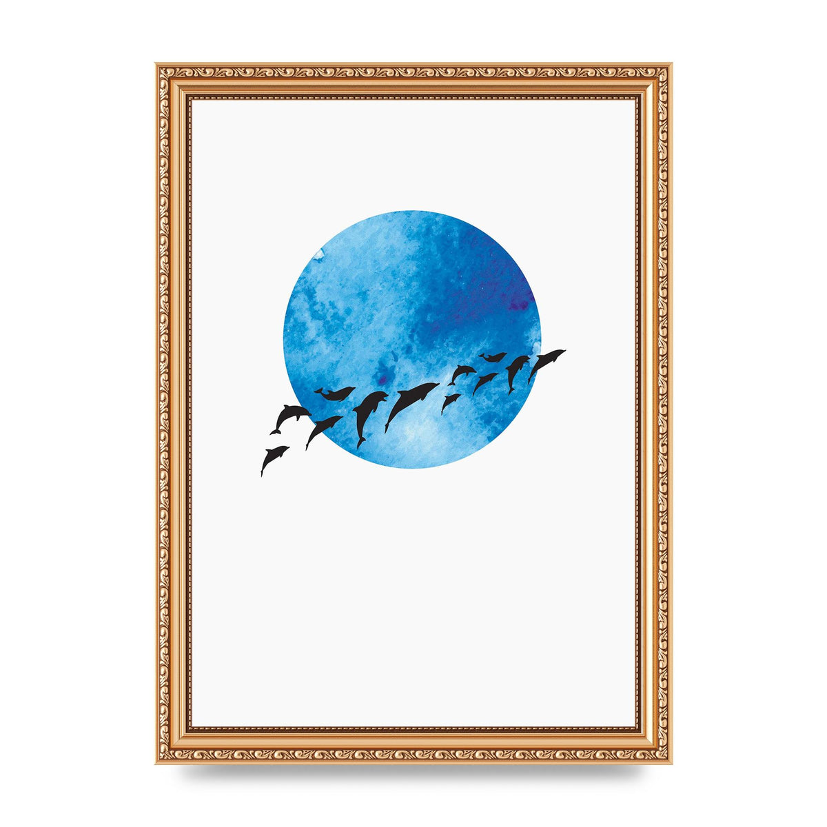 Watercolour Animal Silhouette Two Printed Poster - A4 framed