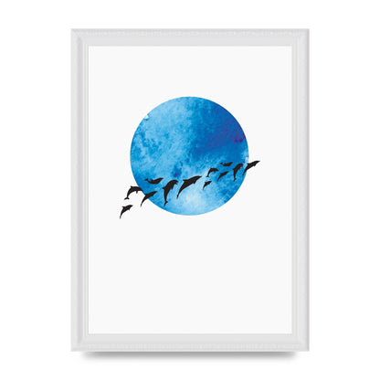 Watercolour Animal Silhouette Two Printed Poster - A4 framed