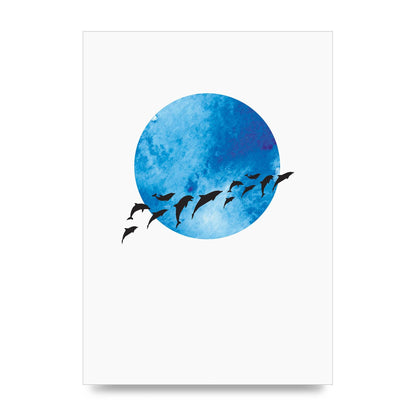 Watercolour Animal Silhouette Two Printed Poster - unframed print