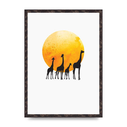 Watercolour Animal Silhouette Three Wall Art - A2 framed