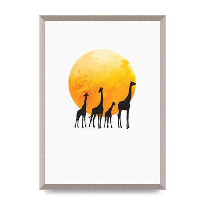 Watercolour Animal Silhouette Three Wall Art - A2 framed