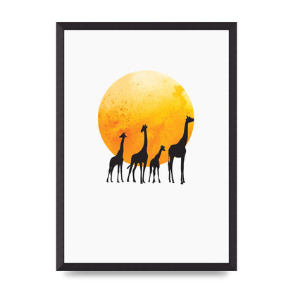 Watercolour Animal Silhouette Three Wall Art - A2 framed