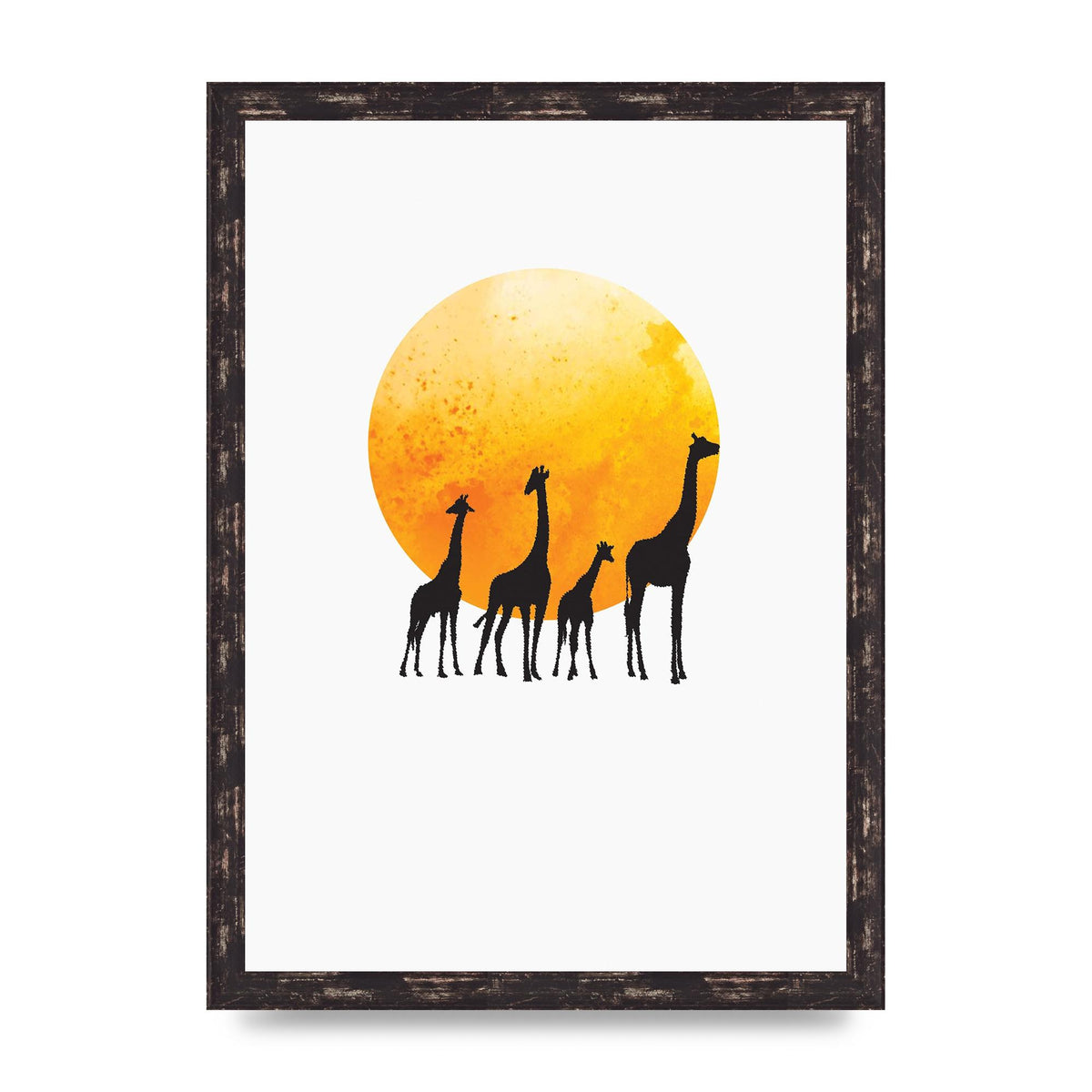 Watercolour Animal Silhouette Three Wall Art - A3 framed