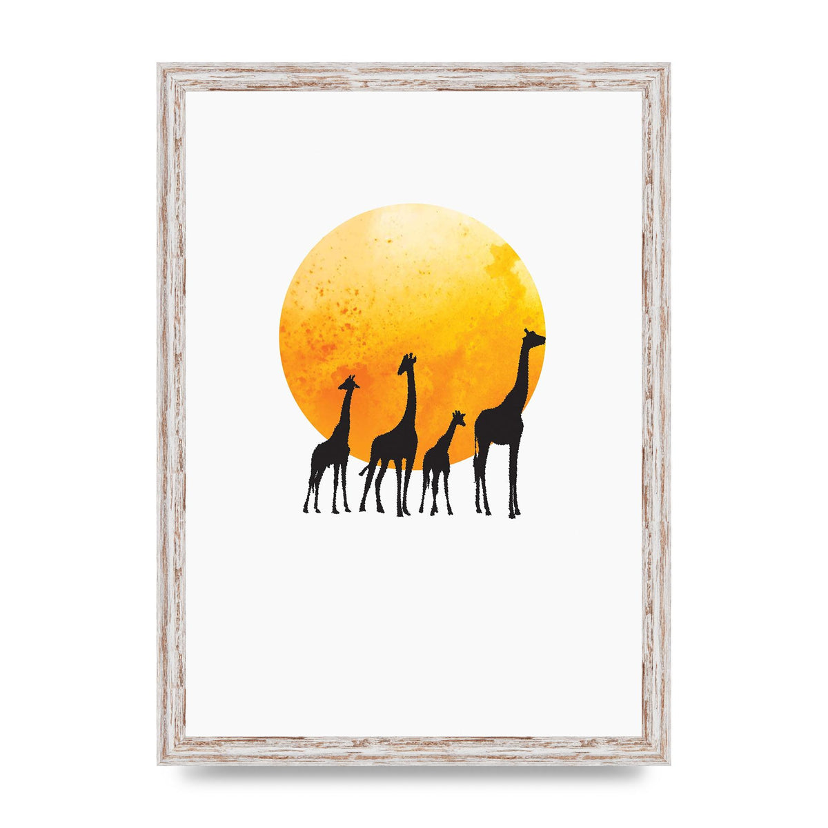 Watercolour Animal Silhouette Three Wall Art - A3 framed