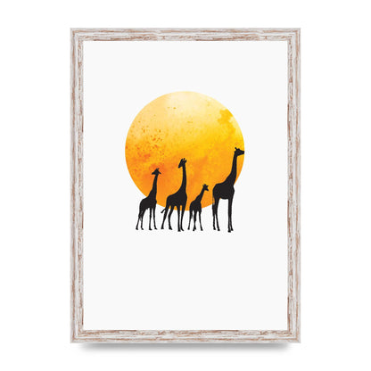 Watercolour Animal Silhouette Three Wall Art - A3 framed