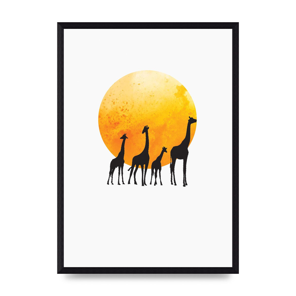 Watercolour Animal Silhouette Three Wall Art - A3 framed