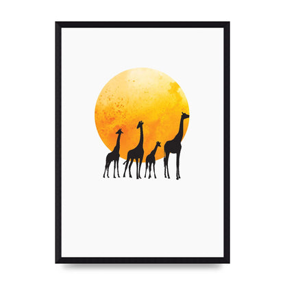 Watercolour Animal Silhouette Three Wall Art - A3 framed
