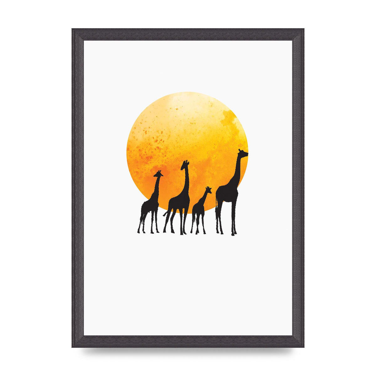 Watercolour Animal Silhouette Three Wall Art - A3 framed