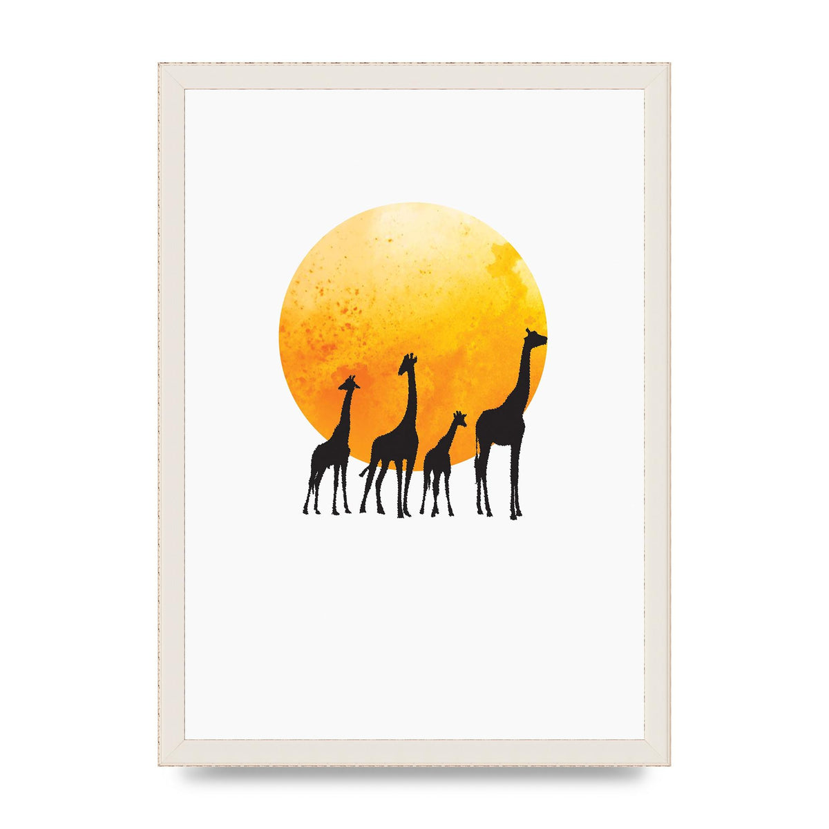 Watercolour Animal Silhouette Three Wall Art - A3 framed
