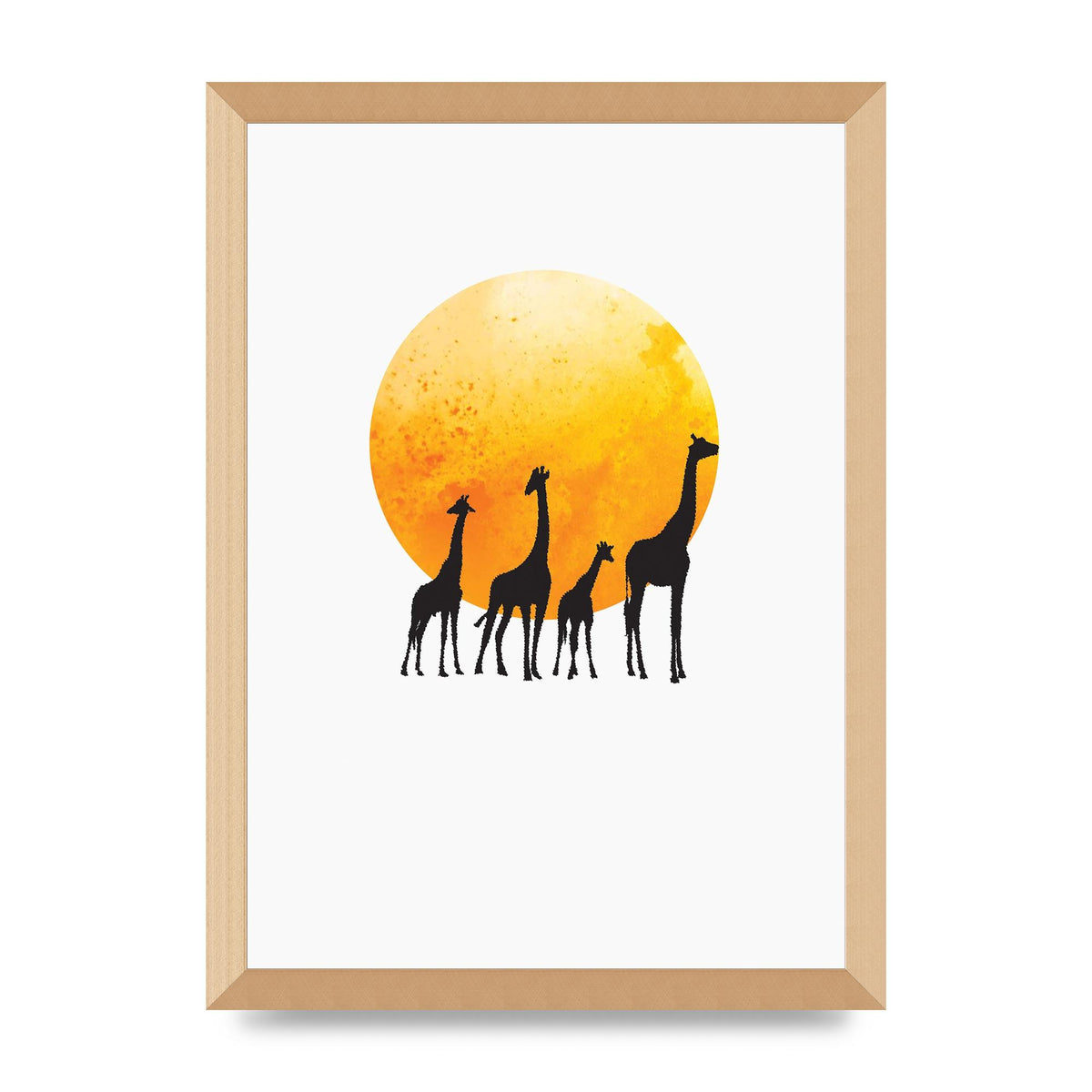 Watercolour Animal Silhouette Three Wall Art - A3 framed