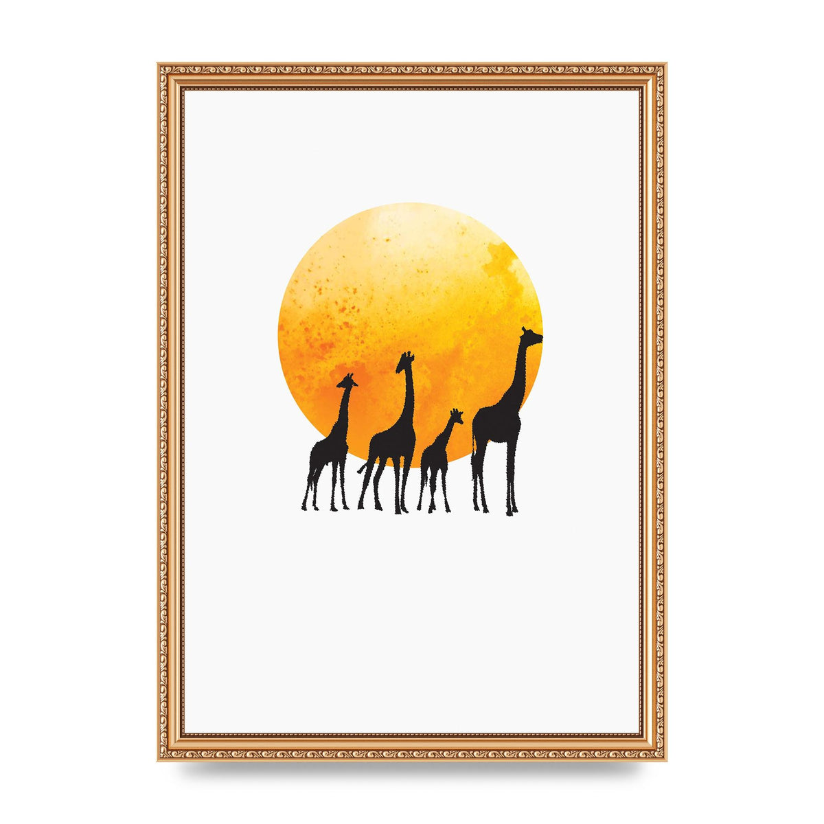 Watercolour Animal Silhouette Three Wall Art - A3 framed