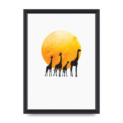 Watercolour Animal Silhouette Three Wall Art - A3 framed