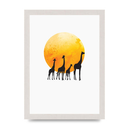 Watercolour Animal Silhouette Three Wall Art - A4 framed