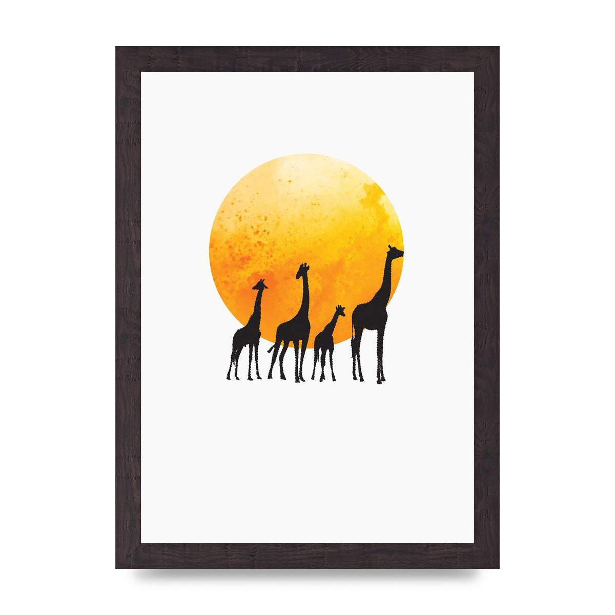 Watercolour Animal Silhouette Three Wall Art - A4 framed