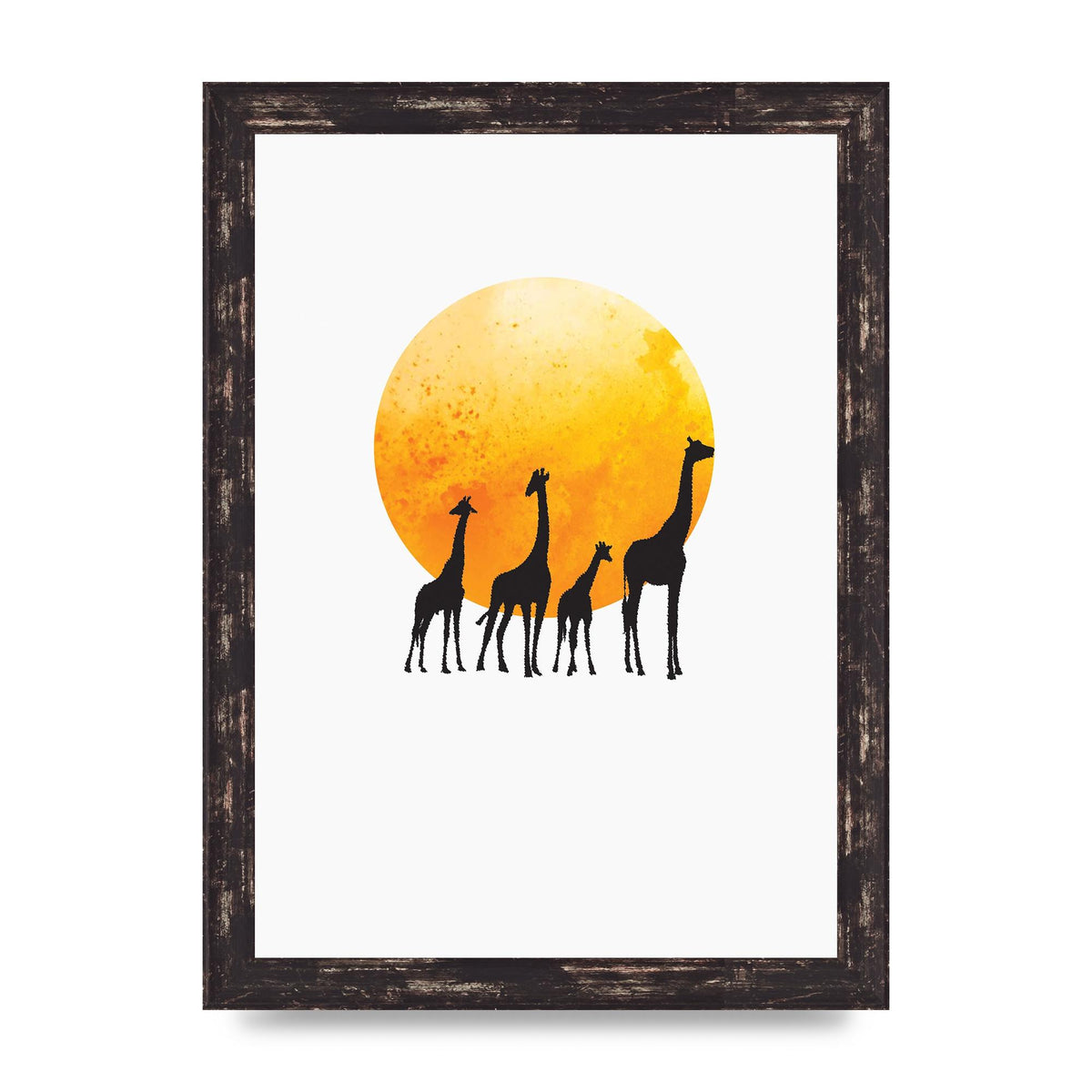 Watercolour Animal Silhouette Three Wall Art - A4 framed