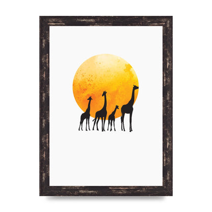 Watercolour Animal Silhouette Three Wall Art - A4 framed