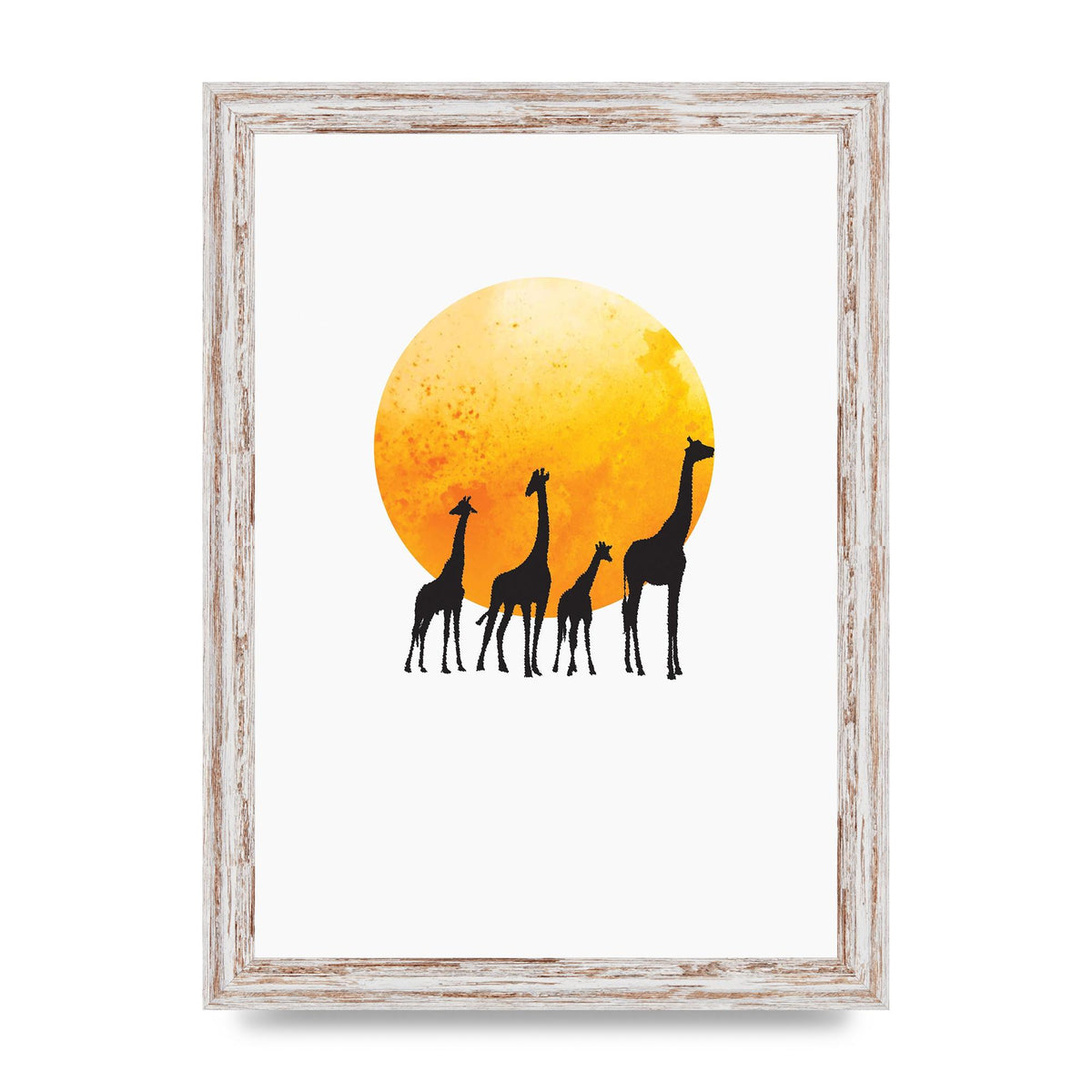 Watercolour Animal Silhouette Three Wall Art - A4 framed