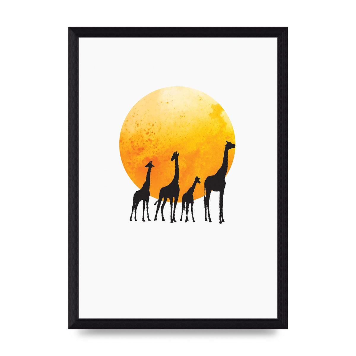 Watercolour Animal Silhouette Three Wall Art - A4 framed