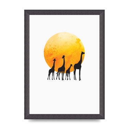 Watercolour Animal Silhouette Three Wall Art - A4 framed