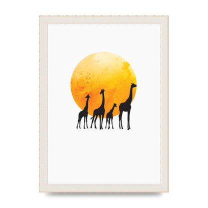 Watercolour Animal Silhouette Three Wall Art - A4 framed