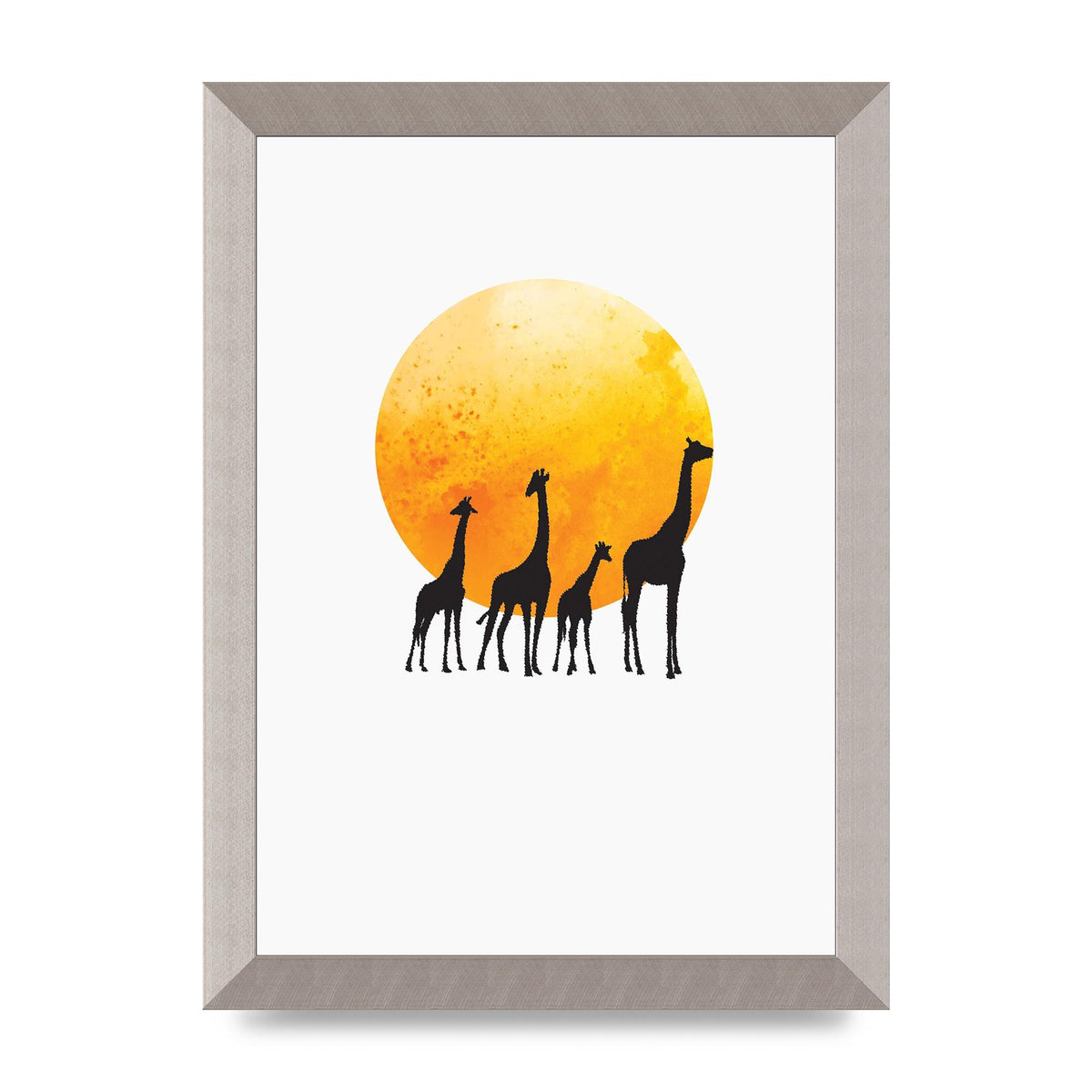 Watercolour Animal Silhouette Three Wall Art - A4 framed