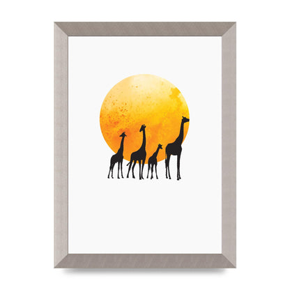 Watercolour Animal Silhouette Three Wall Art - A4 framed