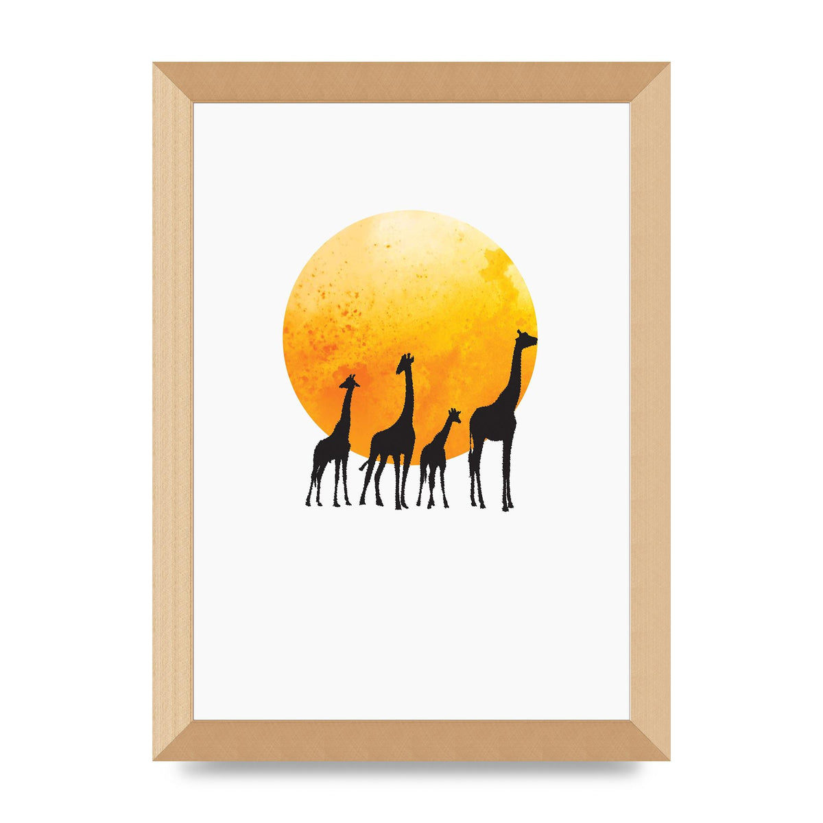 Watercolour Animal Silhouette Three Wall Art - A4 framed