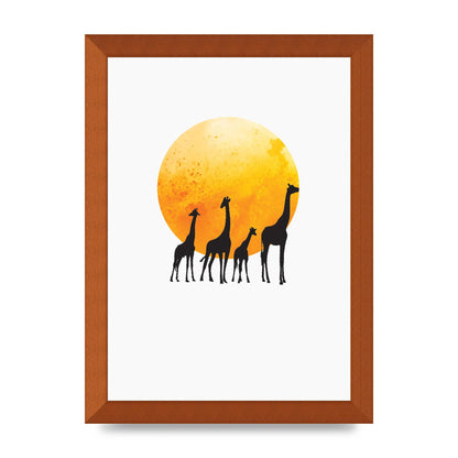 Watercolour Animal Silhouette Three Wall Art - A4 framed