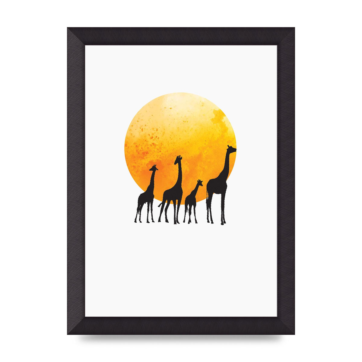 Watercolour Animal Silhouette Three Wall Art - A4 framed
