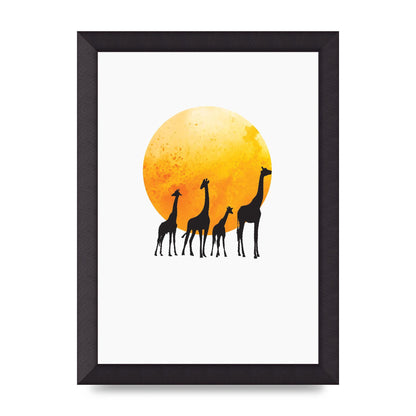 Watercolour Animal Silhouette Three Wall Art - A4 framed