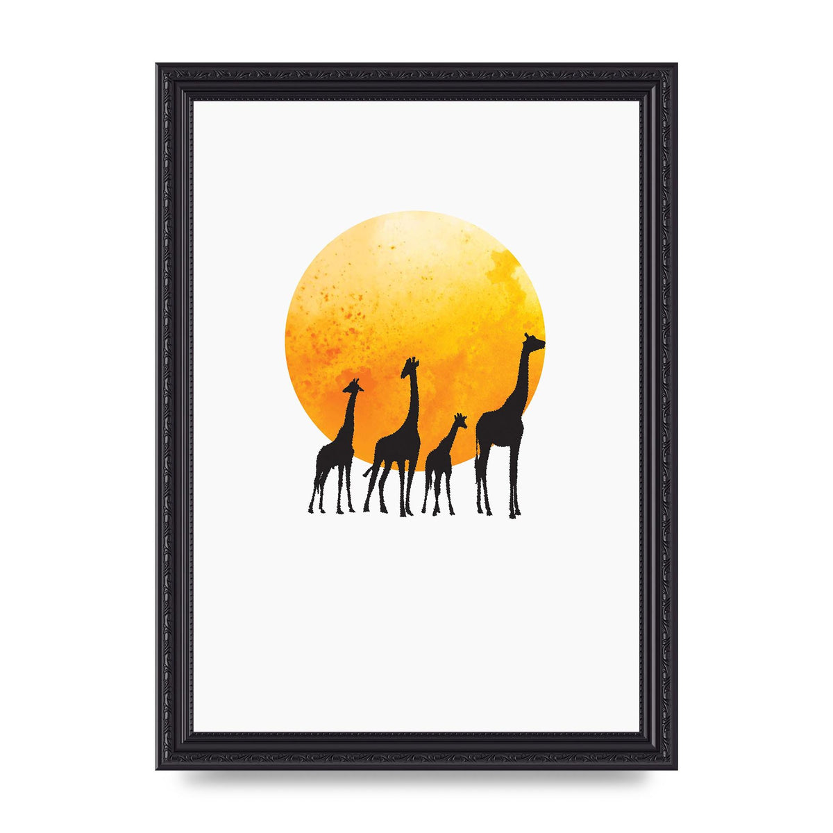 Watercolour Animal Silhouette Three Wall Art - A4 framed