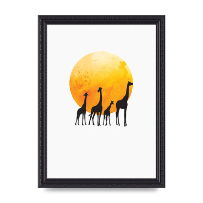 Watercolour Animal Silhouette Three Wall Art - A4 framed