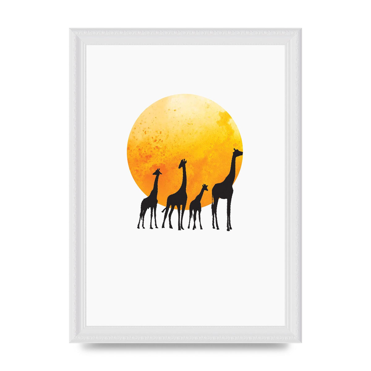 Watercolour Animal Silhouette Three Wall Art - A4 framed