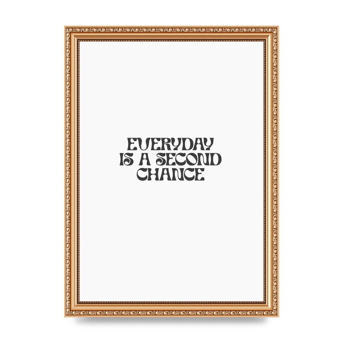 Everyday Is A Second Chance Inspirational Quote" Art For The Home - A4 framed