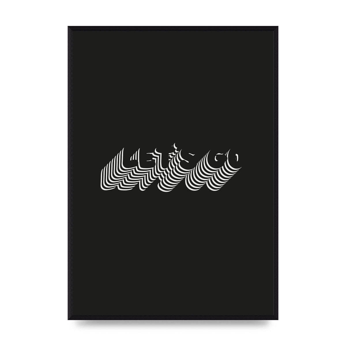 Lets Go Illusion Black White" Wall Art - A2 framed