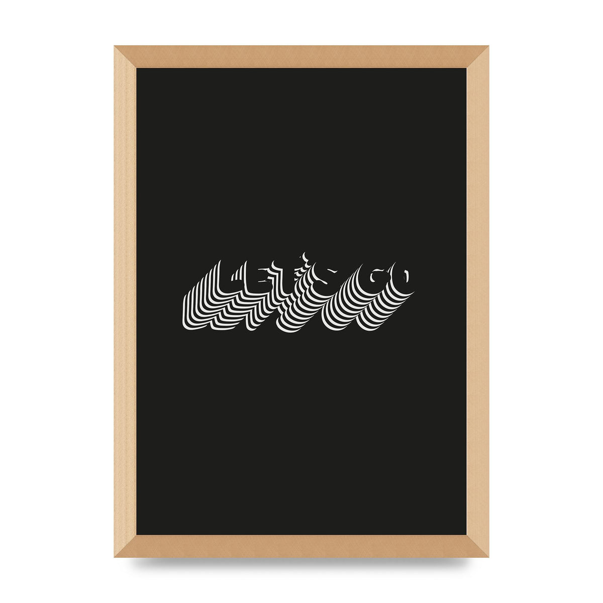 Lets Go Illusion Black White" Wall Art - A3 framed