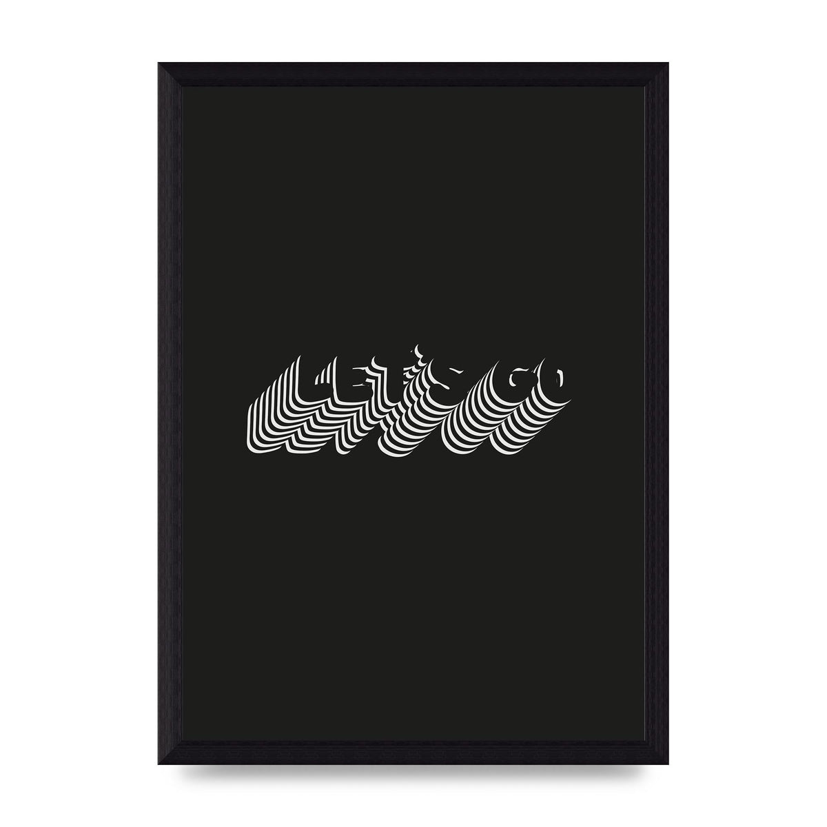 Lets Go Illusion Black White" Wall Art - A4 framed