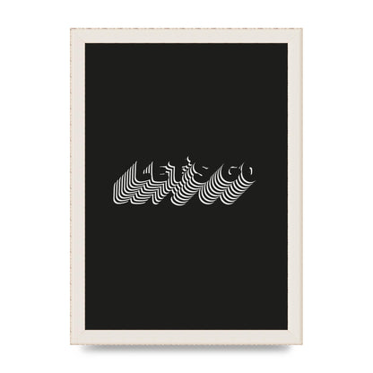 Lets Go Illusion Black White" Wall Art - A4 framed