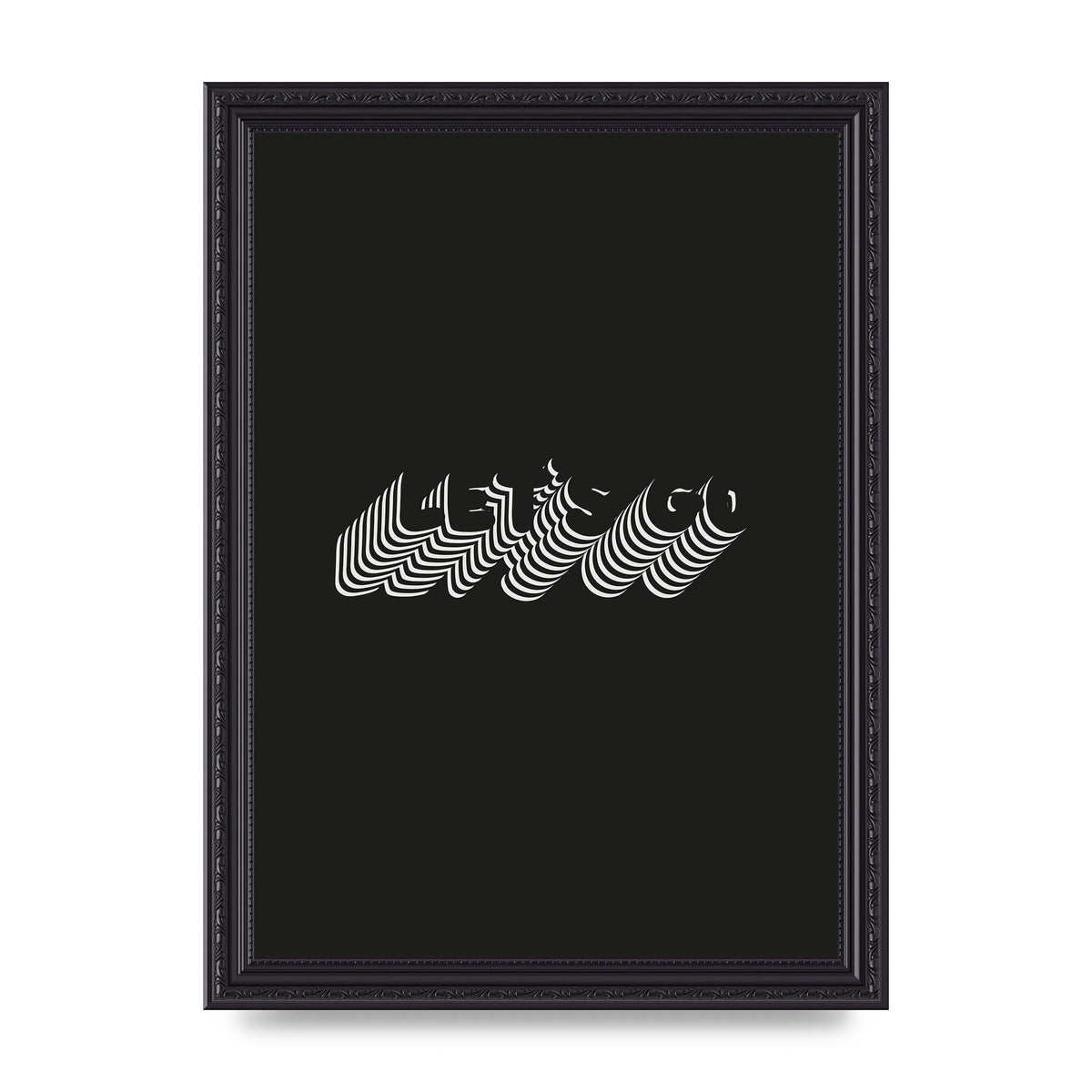 Lets Go Illusion Black White" Wall Art - A4 framed