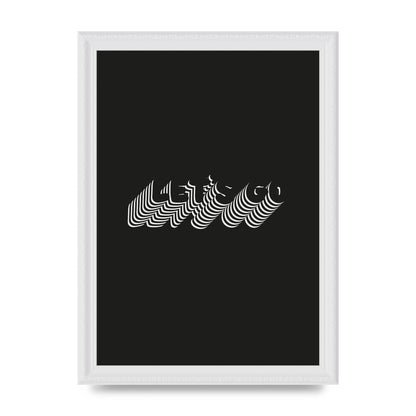 Lets Go Illusion Black White" Wall Art - A4 framed