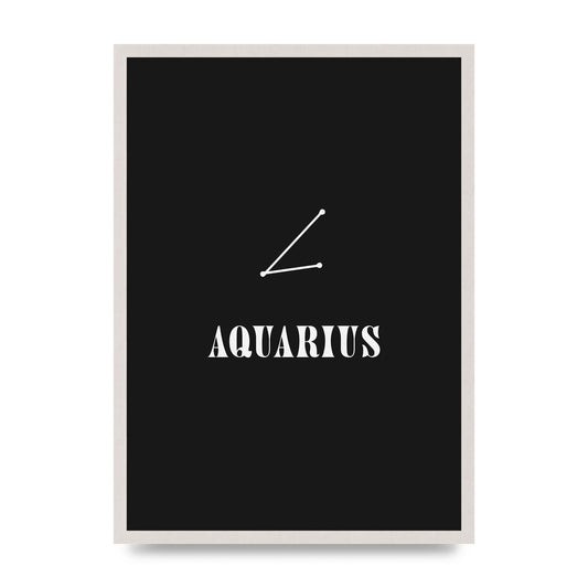 Minimalist Horoscope Star Sign Series Aquarius Art For The Home - A2 framed